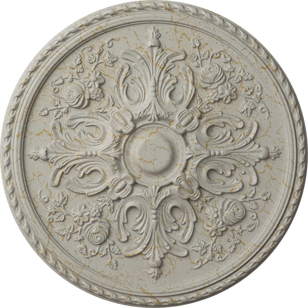 Ekena Millwork Bradford Ceiling Medallion (Fits Canopies up to 6 5/8"), 32 5/8"OD x 2"P, Pot of Cream Crackle CM32BRPCC - main